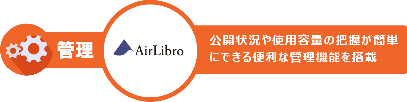 公開状況や使用容量の把握が簡単にできる便利な管理機能を搭載