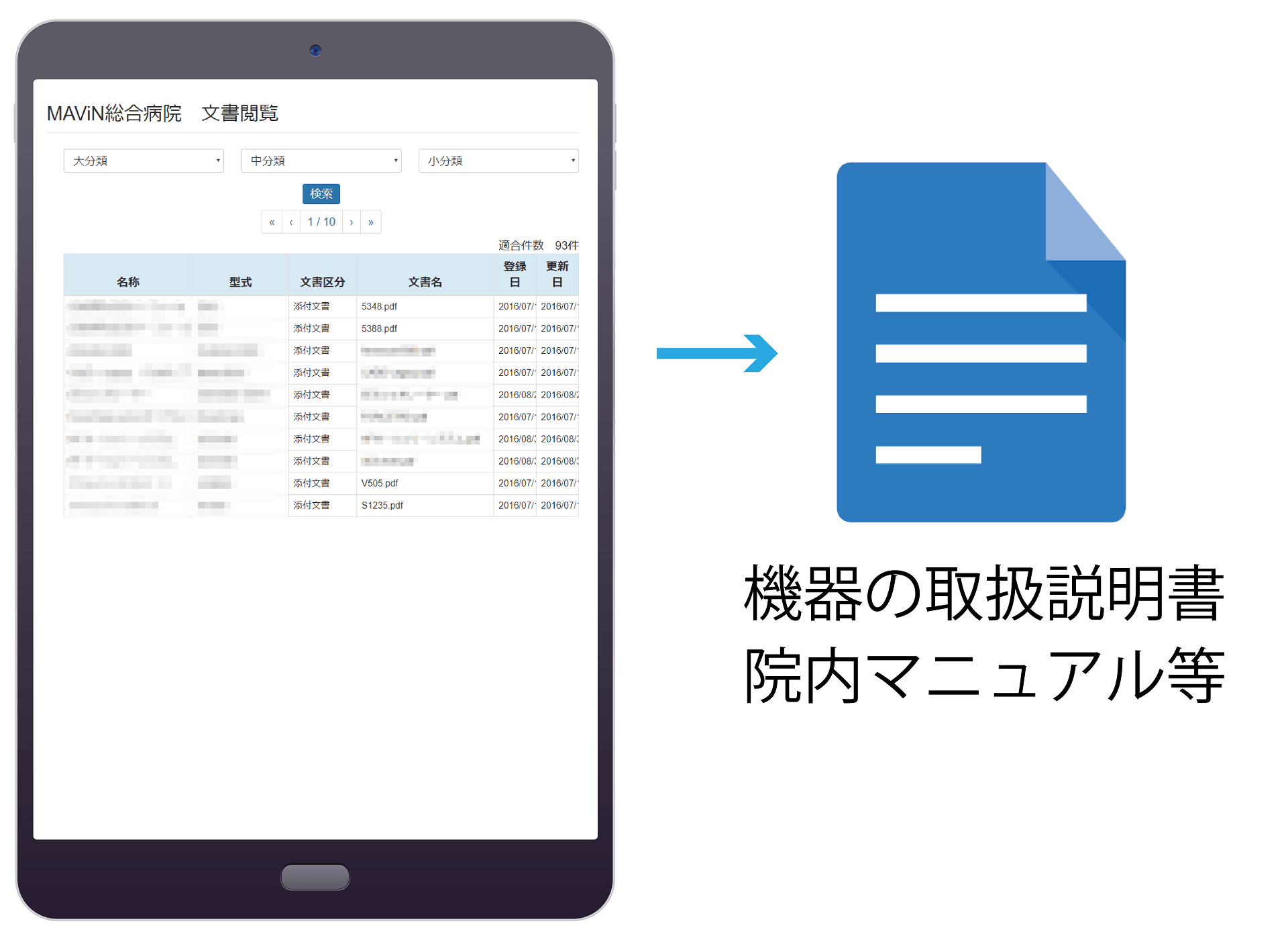 クラウド型　医療機器管理システム（ME機器管理システム） マニュアル閲覧画面