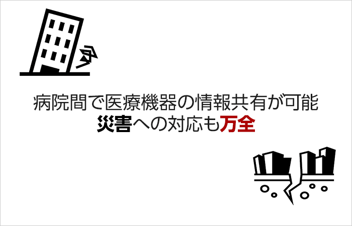 クラウド型　医療機器管理システム（ME機器管理システム） 病院間で医療機器の情報共有が可能　災害への対応も万全