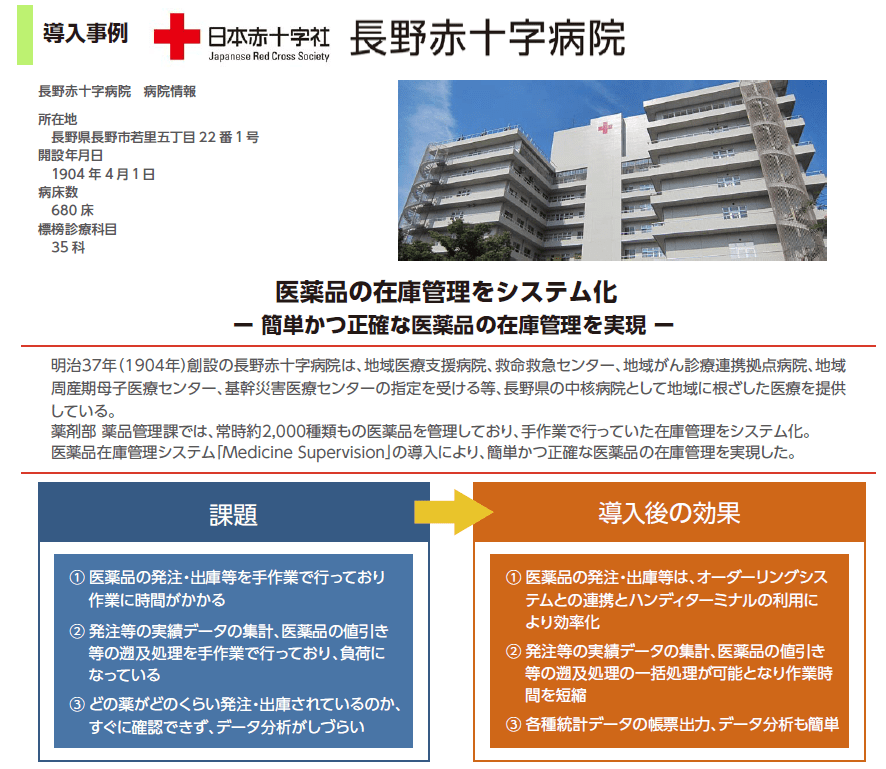 長野赤十字病院 導入事例の詳細はクリックしてください。