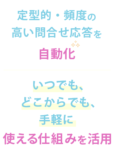 定型的・頻度の高い問合せ応答を自動化いつでも、どこからでも、手軽に使える仕組みを活用